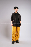 Outfit Phối Sẵn - (Quần Ống Rộng Vàng phối Sơmi Tay Lửng Đen)