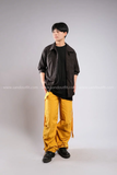 Outfit Phối Sẵn - (Quần Ống Rộng Vàng phối Sơmi Tay Lửng Đen)