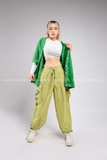 Outfit Phối Sẵn - (Quần Ống Rộng Xanh phối Áo Bóng Chày Xanh)