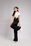 Outfit Phối Sẵn - (Quần Ống Suông Đen phối Áo Croptop Móc Trắng)