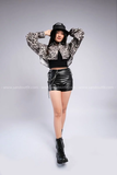 Outfit Phối Sẵn - (Quần Short Cạp Cao Da Lì phối Cutout Ngựa Vằn)