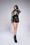 Outfit Phối Sẵn - (Quần Short Cạp Cao Da Lì phối Cutout Ngựa Vằn)