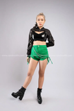 Outfit Phối Sẵn - (Quần Short Dây Rút Xanh Lá phối Áo Cutout Đen)