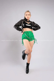Outfit Phối Sẵn - (Quần Short Dây Rút Xanh Lá phối Áo Cutout Đen)