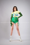 Outfit Phối Sẵn - (Quần Short Dây Rút Xanh phối Áo Thun Croptop)