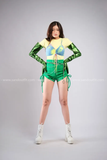 Outfit Phối Sẵn - (Quần Short Dây Rút Xanh phối Áo Thun Croptop)