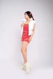 Outfit Phối Sẵn - (Quần Short Đỏ phối Áo Phao Gile Trắng)