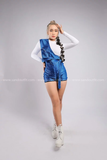 Outfit Phối Sẵn - (Quần Short Kim Sa Xanh phối Đai Kim Sa Xanh)