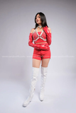 Outfit Phối Sẵn - (Quần Short Thun Đỏ phối Đai Ngực Da Phối Xích)
