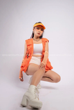  Outfit Phối Sẵn - (Quần Short Thun phối Áo Gile Cam) 