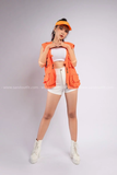 Outfit Phối Sẵn - (Quần Short Thun phối Áo Gile Cam)