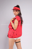 Outfit Phối Sẵn - (Quần Short Thun phối Áo Gile Đỏ)