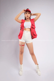 Outfit Phối Sẵn - (Quần Short Thun phối Áo Gile Đỏ)
