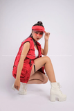 Outfit Phối Sẵn - (Quần Short Thun phối Áo Gile Đỏ)