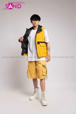 Outfit Phối Sẵn - (Quần Short Vàng phối Phao Crop Hoodie Vàng)