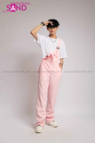 Outfit Phối Sẵn - (Quần Yếm Hồng phối Áo Thun Trắng)