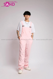 Outfit Phối Sẵn - (Quần Yếm Hồng phối Áo Thun Trắng)