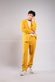 Outfit Phối Sẵn - (Set Vest Quần Ống Suông Vàng Đậm Nam)