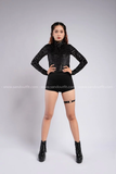 Outfit Phối Sẵn - (Short Cạp Cao phối Bodysuit Đen Ánh Kim)