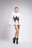 Outfit Phối Sẵn - (Váy Trắng Cổ Sơmi phối Corset Đen Thắt Dây)