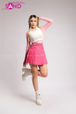 Outfit Phối Sẵn - (Váy Xếp Li Hồng phối Áo Polo)