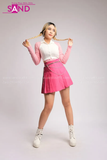 Outfit Phối Sẵn - (Váy Xếp Li Hồng phối Áo Polo)
