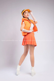Outfit Phối Sẵn - (Váy Cam Xếp Li phối Croptop Phao Gile Cam)