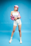 Outfit Phối Sẵn - (Quần Short Thun phối Áo Dài Tay Hồng Phản Quang)