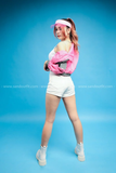 Outfit Phối Sẵn - (Quần Short Thun phối Áo Dài Tay Hồng Phản Quang)