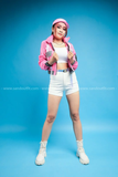Outfit Phối Sẵn - (Quần Short Thun phối Áo Dài Tay Hồng Phản Quang)