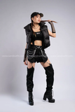 Quần Jean nửa short nửa dài - Đen
