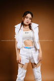 Quần Jean nửa short nửa dài - Trắng
