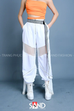 Quần Jogger Dù Lụa Trắng Phối Lưới