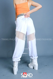 Quần Jogger Dù Lụa Trắng Phối Lưới