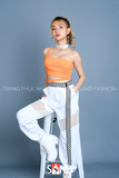 Quần Jogger Dù Lụa Trắng Phối Lưới