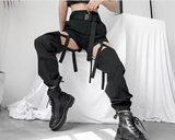 Quần nửa dài nửa short khóa gài - Đen