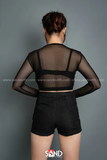Quần Short Cạp Cao Dây Kéo Hông - Đen