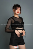 Quần Short Cạp Cao Dây Kéo Hông - Đen