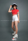 Quần Short Cạp Cao Dây Kéo Hông - Trắng