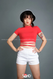 Quần Short Cạp Cao Dây Kéo Hông - Trắng