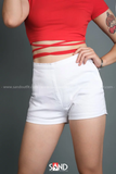 Quần Short Cạp Cao Dây Kéo Hông - Trắng