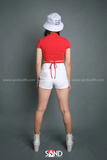 Quần Short Cạp Cao Dây Kéo Hông - Trắng