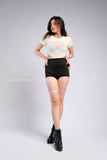 Quần short ôm body xếch mông dây kéo hông - Đen