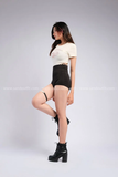 Quần short ôm body xếch mông dây kéo hông - Đen
