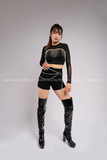 Outfit Phối Sẵn - (Quần Short Thun phối Áo Quây Da Đính Đá)