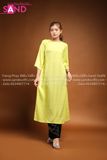 TAC0911 Áo Dài Gấm Suông Cổ Tròn - Màu Xanh Chuối