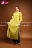 TAC0912 Áo Dài Gấm Suông Cổ Tròn - Xanh Bơ Đậm