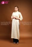 TAC1104 Áo Dài Gấm Suông Có Cổ - Màu Be