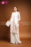 TAC0008 Áo Dài 4 Tà Thiết Kế Trắng Hoa Nhí