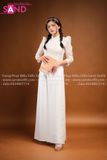 TAC0006 Áo Dài Nữ Trắng Voan Tơ Tay Phồng